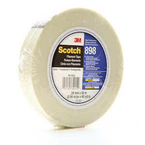 3M Scotch Filament Tape 898, Clear, 24 mm x 55 m, 6.6 mil, 36/Case, Bulk Packaged