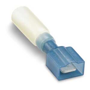 Sta-Kon Heat-Shrinkable Fully Insulated Male Tab, Length 1.75", Maximum Insulation .200", Tab Size .250" x .032", Wire Range 16-14 AWG, Blue, Copper, Tin Plate, 25 Pack