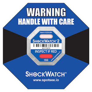 SpotSee ShockWatch 2 Impact Indicator, 15 G Range, Blue