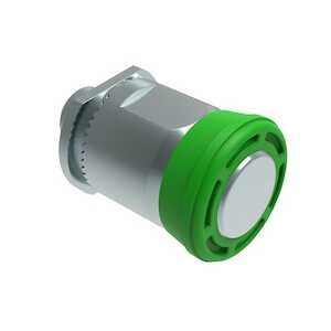 Southco Spring Loaded Plunger, Thread-in, Small Size, without Hold-Open Feature, Steel, Green Knob