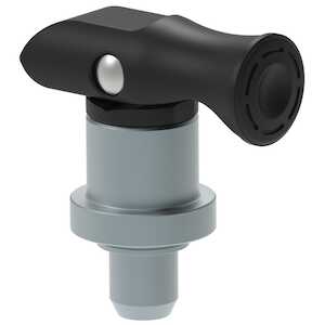 Southco Spring Loaded Plunger, Press-in, Small Size, with Hold-Open Feature, Steel, Black