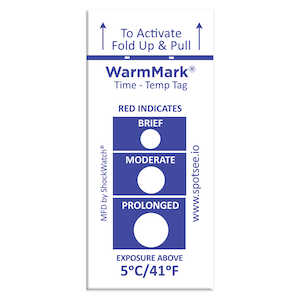 SpotSee ShockWatch WarmMark Temperature Indicator, 5°C / 41°F