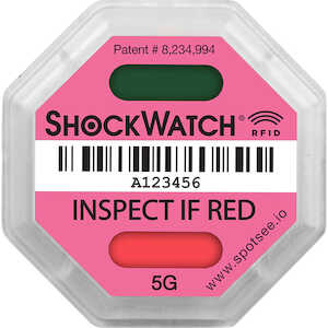 SpotSee ShockWatch RFID Impact Indicator, 5 G Range, Pink