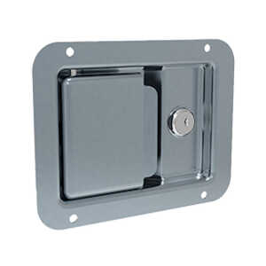 Southco Paddle Actuator, Large, Locking, Rivet Mount, Steel, Zinc Plated, Bright Chromate