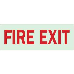 Brady Fire Exit Sign, 3.5" H x 10" W, Polyester, Red on Glow