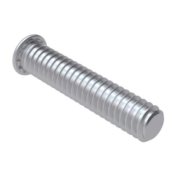 Captive Fastener Self-Clinching Flush Head Stud, 1/4-20 x 0.5" L, Aluminum