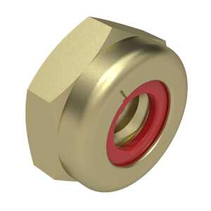 Esna 1/4" - 28 Nylon Insert Locknut, 7/16" W, 13/64" H, Steel, Cadmium