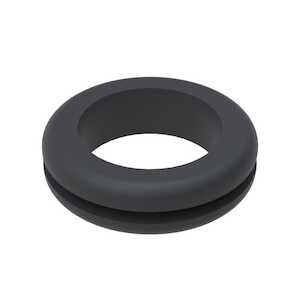Essentra 16 mm Grommet, 19 mm Head Diameter, Thermoplastic Rubber, Black