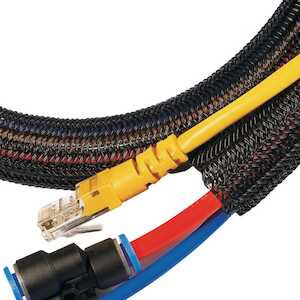 Richco Braided Sleeving, 10mm Max Bundle Dia, 30.5 m L, Polyester, Black