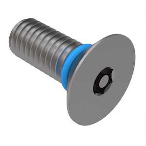 Zago M5 X 50mm L, Tamper Resistant Hex, 90 Degree Flat Head Socket Sealing Screw, Stainless Steel, Fluorosilicone O-Ring