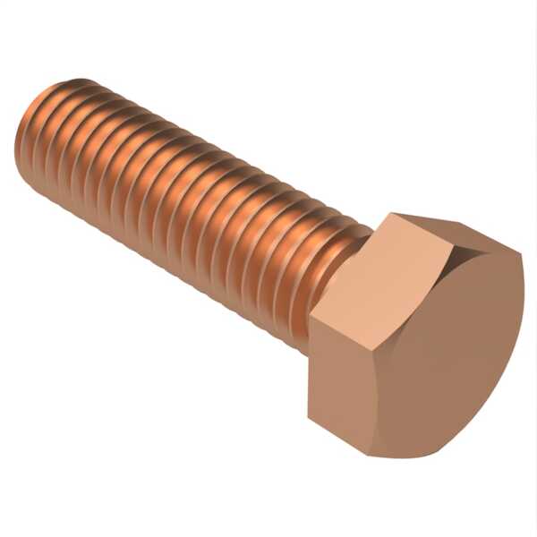 Hardware Specialty 1/4" 20 X 1" Long, Hex Head Cap Screw. Steel Grade 2, Copper Plate