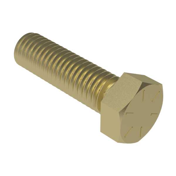 1" - 12 X 2-1/2" Long, Hex Head Cap Screw. Steel Grade 8, Zinc Yellow Trivalent, Commercial. Specification - ASME B18.2.1