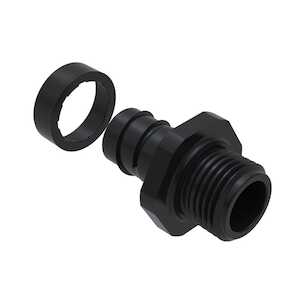 Heyco 1/2" Straight Thru Quick Twist Liquid Tight Conduit Conduit Fitting with Finishing Collar, NPT 1/2 Thread, 1.72" L, Nylon, Black