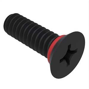 Zago 2-56 X 7/16" L, Phillips, 82 Degree Flat Head Sealing Screw, Stainless Steel, Black Oxide, Silicone O-Ring