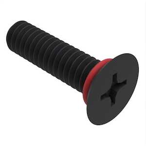 Zago M1.6 X 10mm L, Phillips, 90 Degree Flat Head Sealing Screw, Stainless Steel, Black Oxide, Silicone O-Ring