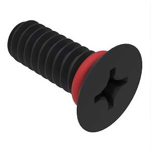 Zago 4-40 X 7/16" L, Phillips, 100 Degree Flat Head Sealing Screw, Stainless Steel, Black Oxide, Silicone O-Ring