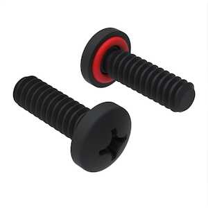 Zago M6 X 12mm L, Phillips, Pan Head Sealing Screw, Brass, Silicone O-Ring