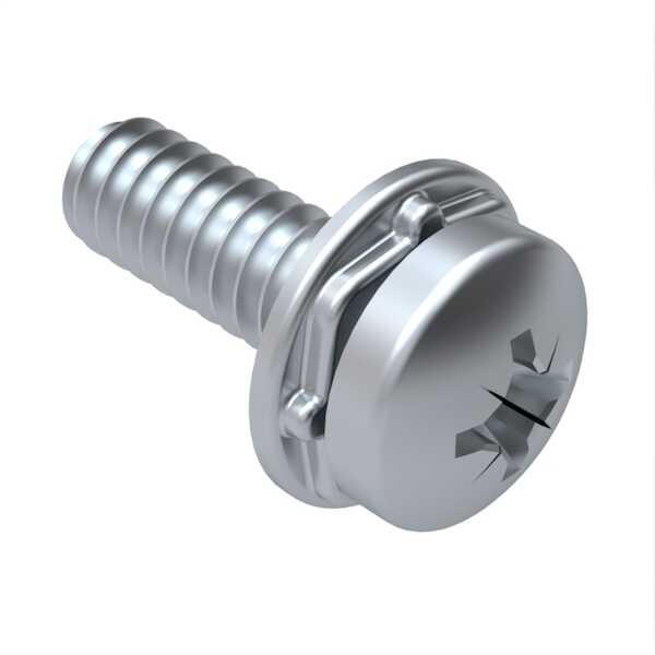 Hardware Specialty M3 X 6.5mm L, PoziDrive, Pan Head SEMS Machine Screw, Square Cone Spring