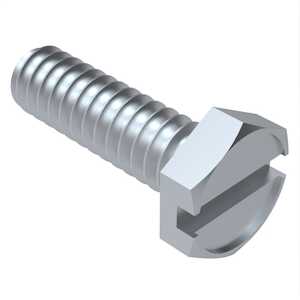 1/4" - 20 X 3/8" Long, Slotted, Indented Hex Head Machine Screw, Steel, Zinc Clear Trivalent. Specification - ASME B18.6.3
