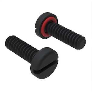 Zago 4-40 X 3/16" L, Slotted, Pan Head Sealing Screw, Stainless Steel, Black Oxide, Silicone O-Ring