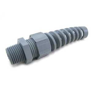 ABB Spiral Cable/Cord Fitting with Intergral Strain-Relief, Trade Size 1/2", Cable Range .394" - .551", Polyamide 6 Body and Cap, Neoprene Sealing Ring, Grey