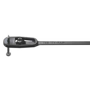 Ty-Rap Pre-Mountable Cable Tie with Integrated Nail, Black Nylon 6.6, Max Temp 105°C (220°F), Weather/UV Resistant, Indoor/Outdoor, Length 200mm (7.87"), Tensile Strength 222 N (50 lbs), 50 Pack