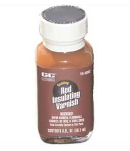 GC Electronics 10-9002A Red GLPT Insulating Varnish, Bottle w/ Brush, 2 oz (59ml), 4-8 hr Dry Time