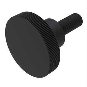 1/4"-20 Steel Collared Thumb Screw, 1-1/4" Long, Black Oxide