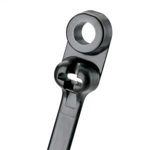 Panduit Dome-Top Barb Ty Clamp Tie, 15.5" (394 mm) L, 1/4 (M6) Screw, Light-Heavy, Weather Resistant Nylon, Black, 250/Pack