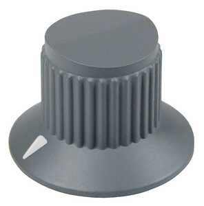 Dial Plastic Knob, .500" Diameter w/ D-Profile Shaft, Glossy Grey, MS91528-0F3J