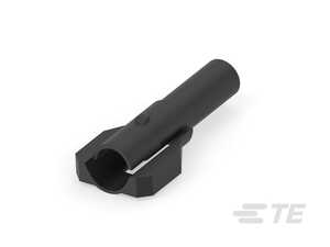 AMP 1 Position Receptacle Housing, Wire-to-Wire, 5mm Centerline, Free-Hanging, Power & Signal, Nylon 6/6, Black, 1/Package