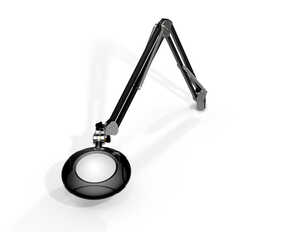 Green-Lite® 5" Dia. LED Magnifier, 3 Diopter (1.75X), Die-Cast Aluminum, Crown White Optical Glass, Screw Down Base, 30" Reach, Carbon Black