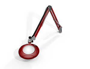 Green-Lite® 5" Dia. LED Magnifier, 3 Diopter (1.75X), Die-Cast Aluminum, Crown White Optical Glass, Screw Down Base, 30" Reach, Blaze Red