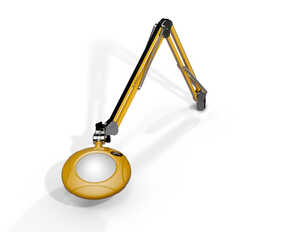 Green-Lite® 5" Dia. LED Magnifier, 3 Diopter (1.75X), Die-Cast Aluminum, Crown White Optical Glass, Screw Down Base, 30" Reach, Blazing Yellow