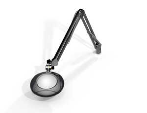 Green-Lite® 5" Dia. LED Magnifier, 3 Diopter (1.75X), Die-Cast Aluminum, Crown White Optical Glass, Screw Down Base, 30" Reach, Charcoal Mist