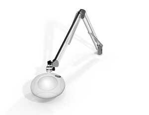 Green-Lite® 5" Dia. LED Magnifier, 3 Diopter (1.75X), Die-Cast Aluminum, Crown White Optical Glass, Screw Down Base, 30" Reach, Medical White
