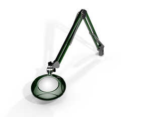 Green-Lite® 5" Dia. LED Magnifier, 3 Diopter (1.75X), Die-Cast Aluminum, Crown White Optical Glass, Screw Down Base, 30" Reach, Racing Green