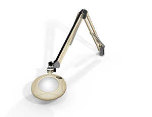 Green-Lite® 5" Dia. LED Magnifier, 3 Diopter (1.75X), Die-Cast Aluminum, Crown White Optical Glass, Screw Down Base, 30" Reach, Shadow White