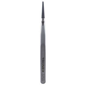 Tonex Precision Tweezer, Stainless Steel with Replaceable Ceramic Tips, Straight Flat Rounded Tip, Fine, Style 2A