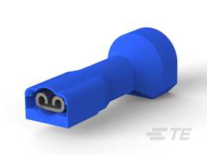 AMP Quick Disconnect Receptacle, Fully Nylon Insulated, 16-14 AWG, 2.80 mm x .51 mm Tab Size, F-Crimp, 21.97 mm L, Brass, Tin Plated, Blue, Ultra-Fast 110, 2000/Reel, Strip Form