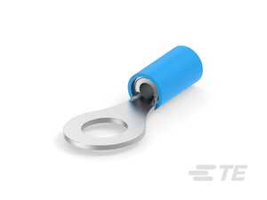 AMP PIDG Closed Ring Terminal, Straight, Partially Nylon Inuslated, Copper, Tin Plated, Blue, 16-14 AWG, 3/8" Stud, 30.94mm L, 3.81mm Max Wire Insulation Dia., 100/Box, MS25036-110, MS25036-110