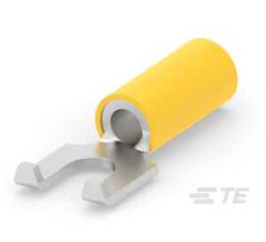 TE Connectivity #10 Spade Flange Fork Terminal, Insulated, Yellow 1.017" L