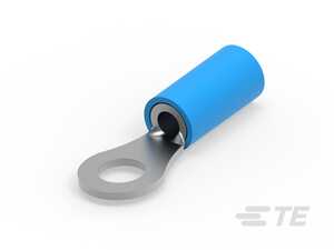 AMP PIDG Closed Ring Terminal, Straight, Partially Nylon Inuslated, Copper, Tin Plated, Blue, 16-14 AWG, #8/M4 Stud, 21.44mm L, 3.81mm Max Wire Insulation Dia., 1000/Box, MS25036-153