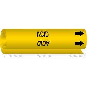 Brady "ACID" Pipe Marker, Black on Yellow, 4" H x 4" W