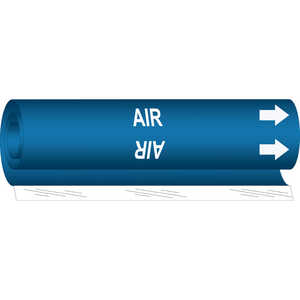 Brady "AIR" Pipe Marker, White on Blue, 4" H x 4" W
