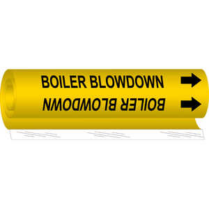Brady "BLOWDOWN" Pipe Marker, Black on Yellow, 4" H x 4" W