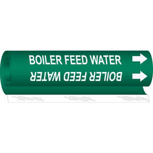 Brady "BOILER FEED WATER" Pipe Marker, White on Green, 4" H x 4" W