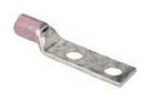 ABB Color-Keyed Copper Two-Hole Lug, Long Barrel, Peep Hole, Wire Size 4/0 AWG, 1/4" Bolt Hole Size, Tin Plated, Die Color Code Yellow