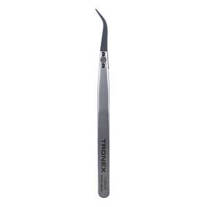 Tonex Precision Tweezer, Stainless Steel with Replaceable Ceramic Tips, Curved Sharp Tip, Fine, Style 7