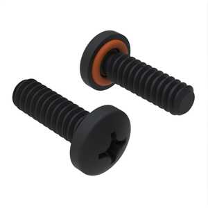 Zago 10-32 X 1/4" L, Phillips, Pan Head Sealing Screw, Stainless Steel, Black Oxide, Silicone O-Ring